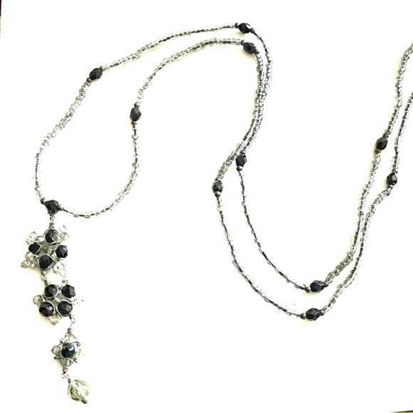 Vintage Style Sterling Silver Beaded Drop Necklace - Picture 2 of 6